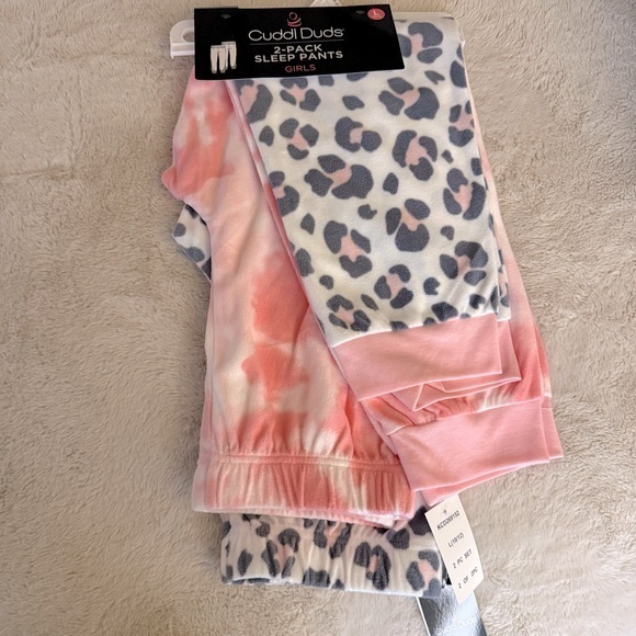 NWT Cuddle Duds girls size 10/12 set of two soft cozy sleep pants - Picture 1 of 6